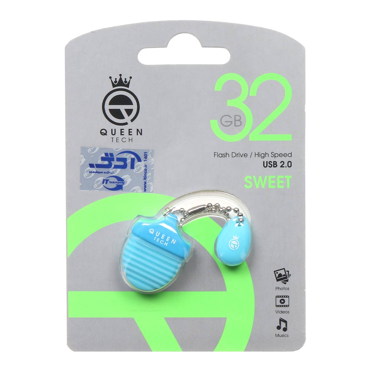Queen Sweet USB2.0 Flash Memory-32GB آبی (گارانتی مادام العمر شرکت آی تین)